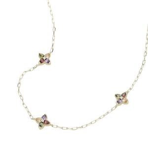 Elegant 14K Gold Plated and Multicolor Gemstone Necklace